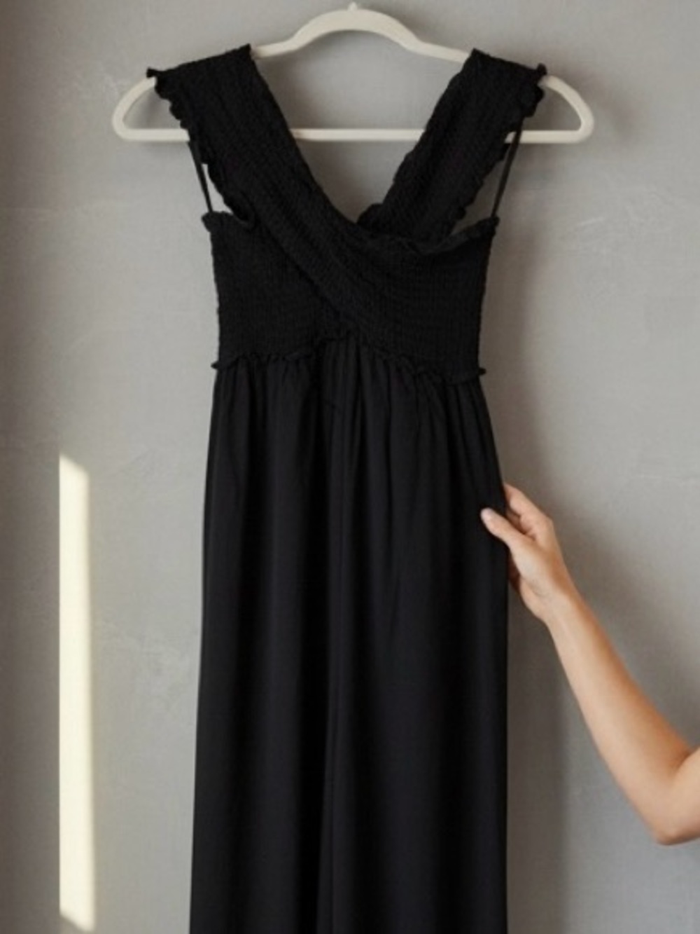 NWT Aqua Black Wide-Leg Smocked Jumpsuit